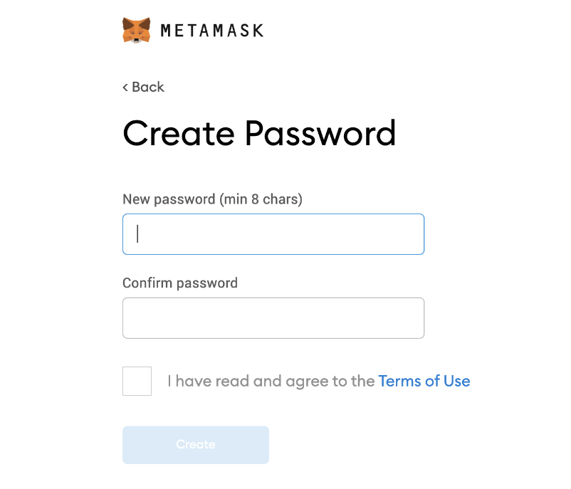 MetaMask password